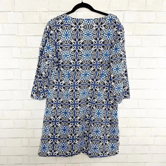 Boden Blue Geometric 100% Linen Mini Dress Women's US Size 10 Regular - Picture 6 of 9
